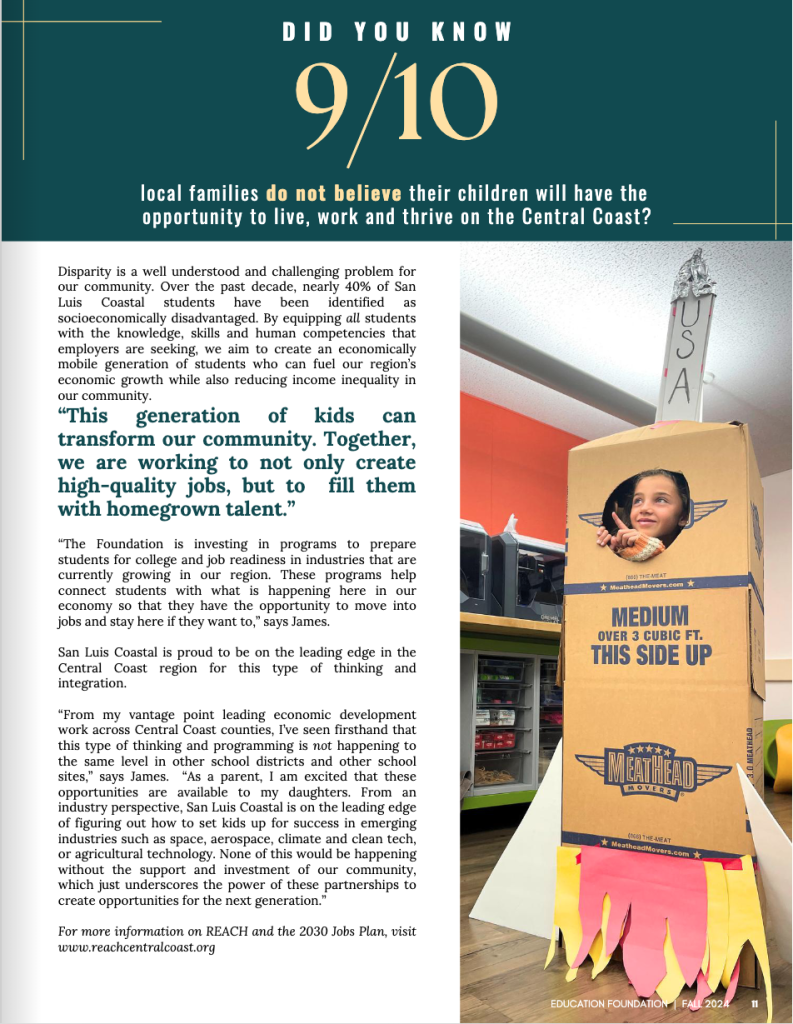 Screenshot of page from the San Luis Coastal Education Foundation magazine